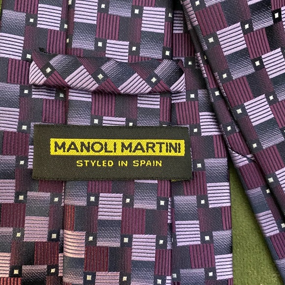 Manoli Martini TIE Purple Grey Microfiber NWOT - Picture 3 of 5